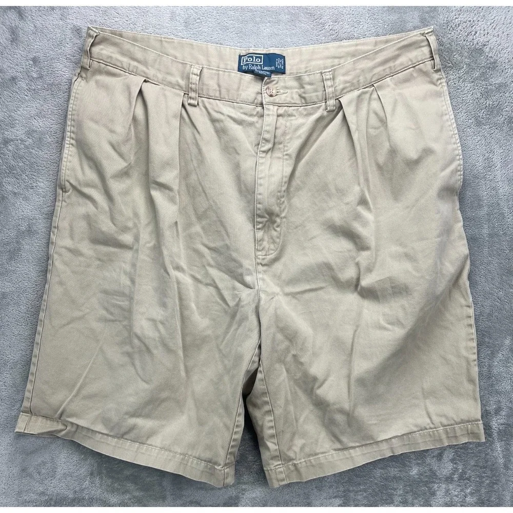 Polo Ralph Lauren Men's Tyler Shorts 40 Beige Pleated Casual